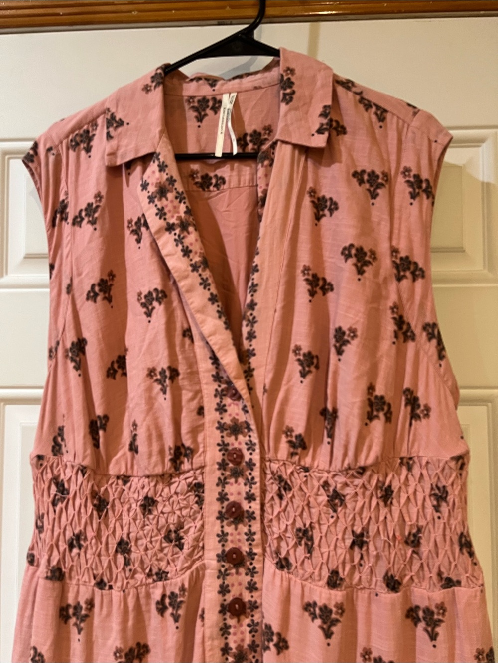 Anthropologie Dusty Pink Floral Maxi Dress with Smocked Waist Size 1X - Picture 3 of 6